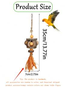1 pieza Palo de masticar de madera de manzano para loros, suministros inteligentes para aves, accesorios de jaula de pájaros, juguetes para loros (todos los colores de los accesorios se ensamblan y envían aleatoriamente)