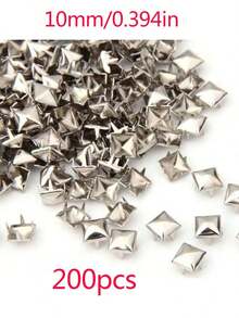 100/200 pièces/paquet Pointes métalliques carrées, rivets punk rock pour le travail du . Rivets à quatre griffes pour vêtements, chaussures, bracelets