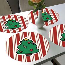 2pcs/4pcs/6pcs Christmas Tree Pattern Printed Diatomite Placemats, Home Decor, Suitable For Christmas Gifts, Christmas Decorations, Applicable To Dining Table, Coffee Bar, All Seasons, Washable Placemats, Room Decor, Coasters, Drink Mats, Drain Mats, Kitchen Dining Table Mats, Indoor/Outdoor Party Decorations, Home Decor, Ideal Gifts