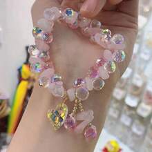1 pieza Pulsera elegante con corazón de cristal al estilo coreano - Multicolor - Ver 6