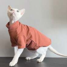 Ropa de invierno cálida para gatos Sphynx - Sudadera con cuello alto de tela de felpa, chaqueta transpirable para perros pequeños y medianos/Chihuahua, camisa suave y acogedora para resistencia al frío y al viento en otoño e invierno