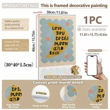 1/3 buc, Tablou de perete pe pânză, Decor de perete înrămat, Decor pentru camera copiilor, Te iubesc până la lună și înapoi, Decor de perete roz, verde, albastru, Cadou pentru bebeluși, Decor pentru creșă, Decor pentru preșcolari, Cadou de ziua de naștere, Decor de sărbători pentru copii