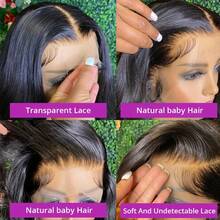 200 Density 40 Inch13x4 13x6 HD Lace Front Wigs Glueless Human Hair Pre Plucked With Baby Hair 200 Density Transparent Bone Straight Lace Frontal Wigs For Women Natural Black Color - 自然色&黑色系 - 查看 6