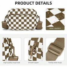 Checkered Crossbody Bag For Women Small Cute Purses  Shoulder Handbags Wide Strap - Caramel Check - View 3
