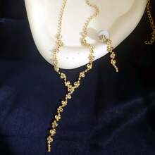 2 件套奢华水钻镶嵌项链和耳环套装，优雅设计，适合女性婚礼、派对和节日