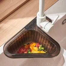 Cesta de drenaje triangular para fregadero, cesta de drenaje de cocina, atrapador de residuos de comida de fregadero de cocina autolimpiante que cuelga del grifo, atrapador de basura de fregadero para restos de comida