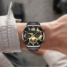 24 piezas Conjunto de relojes de cuarzo analógicos de aleación de moda para hombres, Conjunto de relojes de combinación multicolor + Conjunto de joyas de moda para hombres, Mejor regalo para él