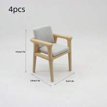 5pcs Miniature Furniture, Mini Dollhouse Ornaments, Dining Table And Chair Models, Miniature Scene Shooting Props Ornaments, Dining Table Models, Dining Chair Models, Miniature Dining Table And Chair Combinations, Dollhouse Restaurant Ornaments, Christmas Gifts, Christmas Miniature Scene Ornaments - Multicolor - View 8