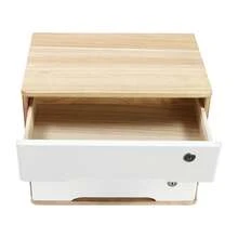 Wood Desk Organizer With 3 Drawers, Lockable Desktop Countertop Storage Cabinet For Home Office Supplies File Tabletop Organizing Unit, 15.75" X 11.02" X 12.2" (Wood) - trắng - Xem 10