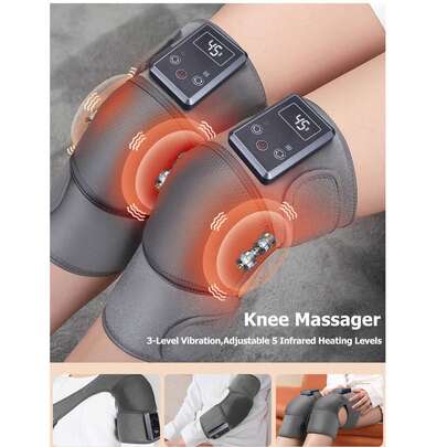 1pc/Pair Knee Massager With Heat And Vibration For Pain Relief,4 Heating & 3 Massage Modes, Adjustable For Knee/Elbow/Shoulder Pain Relief, Cordless Rechargeable Heating Knee Warmers Wrap,Gifts For Men Women