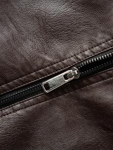 Męska kurtka motocyklowa na jesień/zimę, koreański modny skórzany płaszcz ze stójką i kołnierzem ze skóry PU