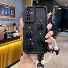 1 Ốp lưng điện thoại chống rơi đính nơ ngọc trai màu hồng tương thích với iPhone 16/15 PRO MAX/15 PLUS/15 PRO/15/14 PRO MAX/14 PLUS/14 PRO/14/13 PRO MAX/13 PRO/13/12 PRO MAX/12 PRO/12 PRO MAX/11 PRO/11/XS MAX/XR/XS/7/8 PLUS/ Ốp lưng bảo vệ chống sốc trong suốt - màu đen - Xem 2