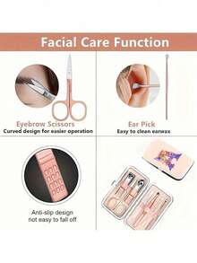 7件套蝴蝶花朵印花旅行美甲套装，彩色蝴蝶花朵A-Z字母，大容量指甲护理收纳盒，不锈钢工具，超锋利防溅指甲钳套装，经典设计指甲钳盒，适合移动美容、旅行、户外、寄宿学校和家庭使用。 - 彩色 - 查看 6