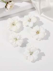 5个桃花造型人造花发夹，波西米亚风爪夹，发卡，适合上学、度假等场合，可作发饰、头饰、女士发饰等。 - 白色 - 查看 7