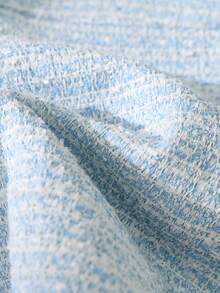 2 件套粗花呢短款夹克和迷你裙，仿口袋正面纽扣开合，优雅 - 淺藍色 - 查看 10