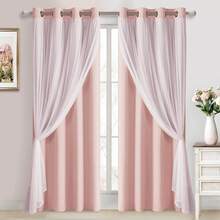 DWCN 2pcs Layered Curtains For Living Room Blackout And Sheer Curtains Grommet Top Window Curtains With Sheer Overlay For Bedroom - 腮粉 - 查看 9