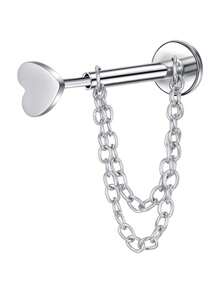 Pendientes de cadena con parte posterior plana sin rosca, barra de acero inoxidable de 8 mm para perforación de cartílago, hélix, trago, nariz, para mujeres y hombres, anillos de nariz de 16G, anillos de labio, cartílago, Medusa, fosa nasal, trago, joyería para perforaciones