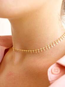 1 pieza Collar de borla de acero inoxidable Collar dorado que no se mancha para mujer Gargantilla dorada Cadena exquisita para la clavícula Collar de boda Joyería para mujer