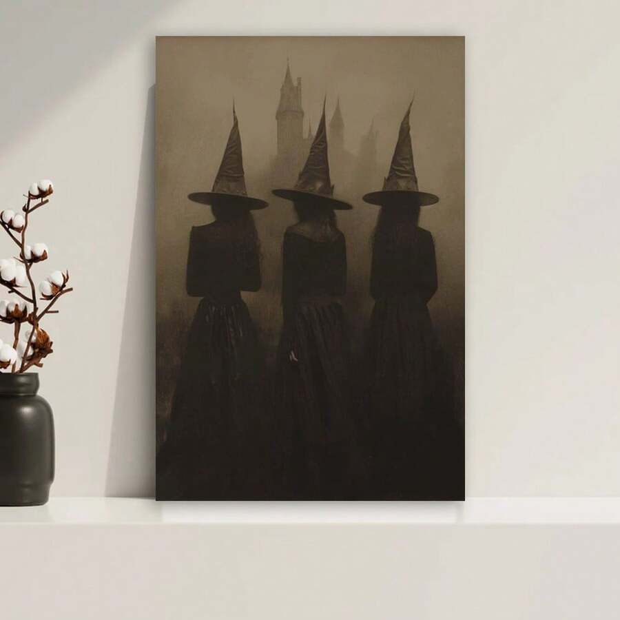 Framed Gothic Witches Art Occult Art Poster, Witchy Wall Art, Dark Academia Print, Pagan Décor, Gothic Dark Oil Painting - 框架 - 查看 1