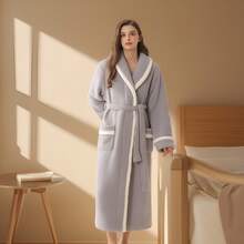 Plush Cloud Robe For Women & Men, Thick Shawl Collar Long Sleeve Fuzzy Sleepwear Loungewear, Warm, Fluffy & Soft Bathrobe, Couple Home Warm Sleepwear