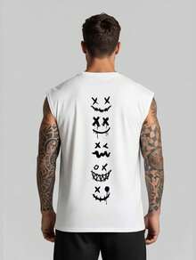 Oversized T-Shirt Tank Top Streetwear Men's Shirt Summer Style Beach Summer Cropped Top Unisex Wide Cotton Gym - 白色 - 查看 1