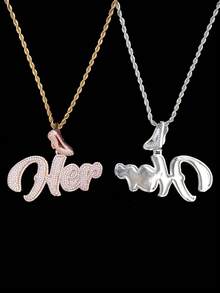 DUBSS 1 Piece Iced Out Name Letter Necklace Pendant For Men Prong Setting Hip Hop Jewelry - Letter - View 6