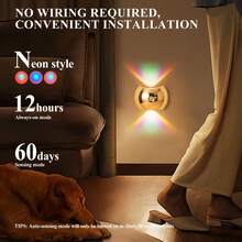 Luz de pared LED con sensor inteligente, lámpara de pared con sensor de movimiento interior, luz de pared LED inalámbrica, lámpara de pared, luz nocturna con batería, diseño adhesivo, giratoria, portátil, fácil de instalar, temperatura de color y brillo ajustables - Multicolor - Ver 5