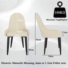 Dining Chairs Set Of 2, Modern Upholstered Fabric Kitchen Chairs, Dining Table Chairs With High Back And Metal Legs - 白色 - 查看 2