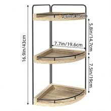 Superlele 3 Tier Rustic Bathroom Organizer, Corner Bathroom Counter Organizer, Wood Countertop Storage Tray For Vanity, Kitchen, Bedroom