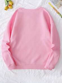 Customized Sweatshirt - Flocked Printing Personalized Design, Upload Your Own Text, Letters, Slogans, Women's Fashion Versatile Comfortable Sweatshirt, Suitable For Autumn, Winter, Spring Daily, Sports, Crew Neck, Pullover, Outdoor Casual Cute Sweatshirt