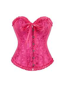 女士复古提花胸衣上衣，塑形紧身胸衣式性感抹胸露脐上衣，适合派对、万圣节、节日和其他场合