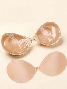 2/1pc Adhesive 3CM Thickness Push Up Bra, Backless Strapless Bra Dress Invisible Bra, Reusable Breast Enlargement Bra