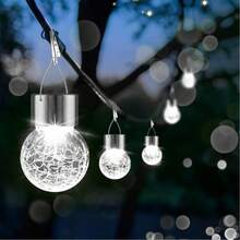 Outdoor Hanging Solar Lights (4/2 Pack) - Solar-Powered Cracked Glass Ball Lights, Waterproof Tree Hanging Decorative Lights With Hooks And Clips, Suitable For Gardens, Balconies, And Patios, Perfect Decorations For Halloween And Christmas