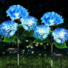 4/2/1pcs Solar Hydrangea Flower Light With 3-Head, Outdoor Courtyard Decoration, LED Simulation Flower Light, For Outdoor Yard Garden Lawn Patio Courtyard Fences Driveway Pathway Decoration, Valentine's Day Gift, Gifts For Mother Or Lovers(Pink, White, Blue, Purple) - 3頭繡球花 - 查看 4