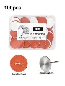 100pcs/Box Colorful Nail File Sanding Discs, Nail Grinding Discs With Bearings, Nail Care Tools, Flat Head Foot Grinding Discs - Multicolor - View 11