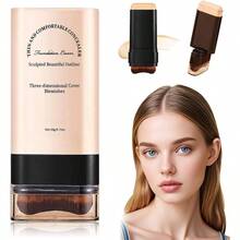 Tvlv Maquillaje en Barra, Base en Barra con Brocha, Base De Maquillaje en Barra 3 en 1, Base de maquillaje corrector fina y cmoda, No se apelmaza, Maquillaje en Crema para Pieles Maduras 05#Miel - 05#Miel - Ver 2