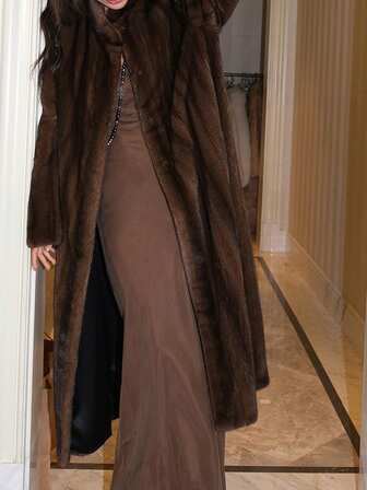 Solid Color Faux Fur Front Button Women Faux Fur Jacket, Formal, Casual, Elegant For Evening Party, Dating, Travel, Autumn/Winter