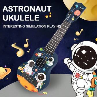 Instrumento musical de juguete para educación temprana, patrón de astronauta, guitarra, instrumento de música de dibujos animados