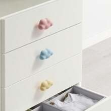 Tiradores de muebles con diseños de estrellas, nubes y lunas en cerámica para habitaciones infantiles, manijas de armarios y cajones con dibujos animados