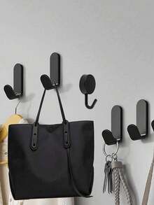 6 个粘钩、衣架、壁挂挂钩、无需钻孔即可悬挂包袋、毛巾、丝瓜络、钥匙、帽子、厨房和浴室节省空间的壁挂架，带多个实用挂钩，现代风格的衣架