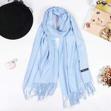 1 Stück Damen Einfarbiger Fransen Eleganter, leichter und weicher Schal für Outdoor Sonnenschutz