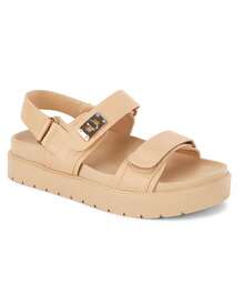 Coutgo Women's Thick-Soled Sandals, Comfortable Flat Sandals, Double-Strap Insoles, Summer Beach Sandals - Camel - View 2