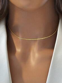 1 pieza Collar colgante de cristal artificial de tono plateado brillante de lujo para mujeres, adecuado para uso diario, regalo exquisito y perfecto para seres queridos - Dorado - Ver 9