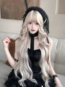 alicegarden 1 合成耐热假发，带刘海，银色长卷假发，36 英尺长，由纤维制成，适合日常使用，自然仿真假发 - 銀色 - 查看 3