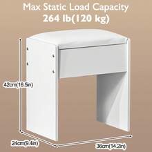 Vanity Chair Dressing Table Stool Makeup Bench Chair Soft Padded Cushion Seat , Suitable For Christmas And Halloween Decorations - White - View 4