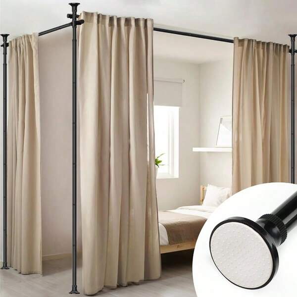 New-Room Divider Curtain Rod No Drilling Tension Rod Room Dividers For Space Partitions 410ft H 28114 Inch(W) Adjustable Heavy Duty Floor To Ceiling Wall Divider For Room Separation Matte Black