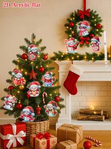 10Pcs Christmas Snowman Acrylic Pendant, Merry Christmas Hanging Ornament Christmas Tree Decoration Pendant, Xmas Decor, Christmas Decorations For Home, Christmas Party Favors, Xmas Party Supplies, Wall Decor, Door Decor, Room Decor, Window Decor, Winter Decorations, Ideal Christmas Gifts, New Year Party Decor