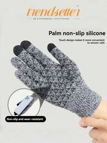 Mănuși tactile tricotate de iarnă pentru bărbați, cu model geometric, elegante și funcționale pentru activități în aer liber, mesaje text, condus - moi, respirabile și perfecte pentru vreme rece de toamnă