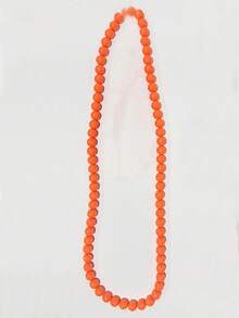 1pc Bohemian Style Plastic Bead Geometric Smooth Beaded Long Necklace, Handmade For Women, Can Be Worn Double Layer, Suitable For Summer Beach, Holidays, Daily Party Accessories