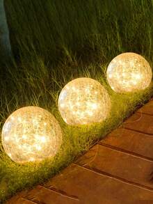 1/2 Outdoor Waterproof Solar Garden Ball Lamp, Cracked Glass Lawn Lamp 20LED Solar Ball Lamp, Suitable For Garden Landscape Lighting, Family Courtyard, Valentine's Day Outdoor Scene Arrangement, Vegetable Garden Night Decorative Lamp (2V 100MA Polycrystalline Silicon 1.2V AAA 800mah)